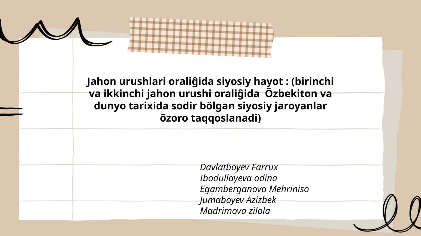 Jahon urushlari oraliĝida siyosiy hayot
