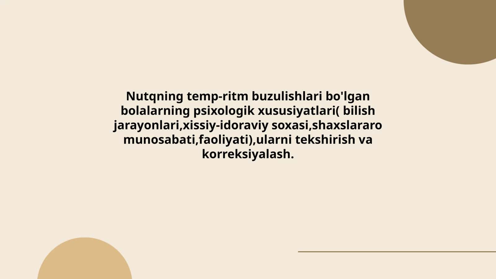 Nutqning temp-ritm buzulishlari bo'lgan bolalarning psixologik xususiyatlari