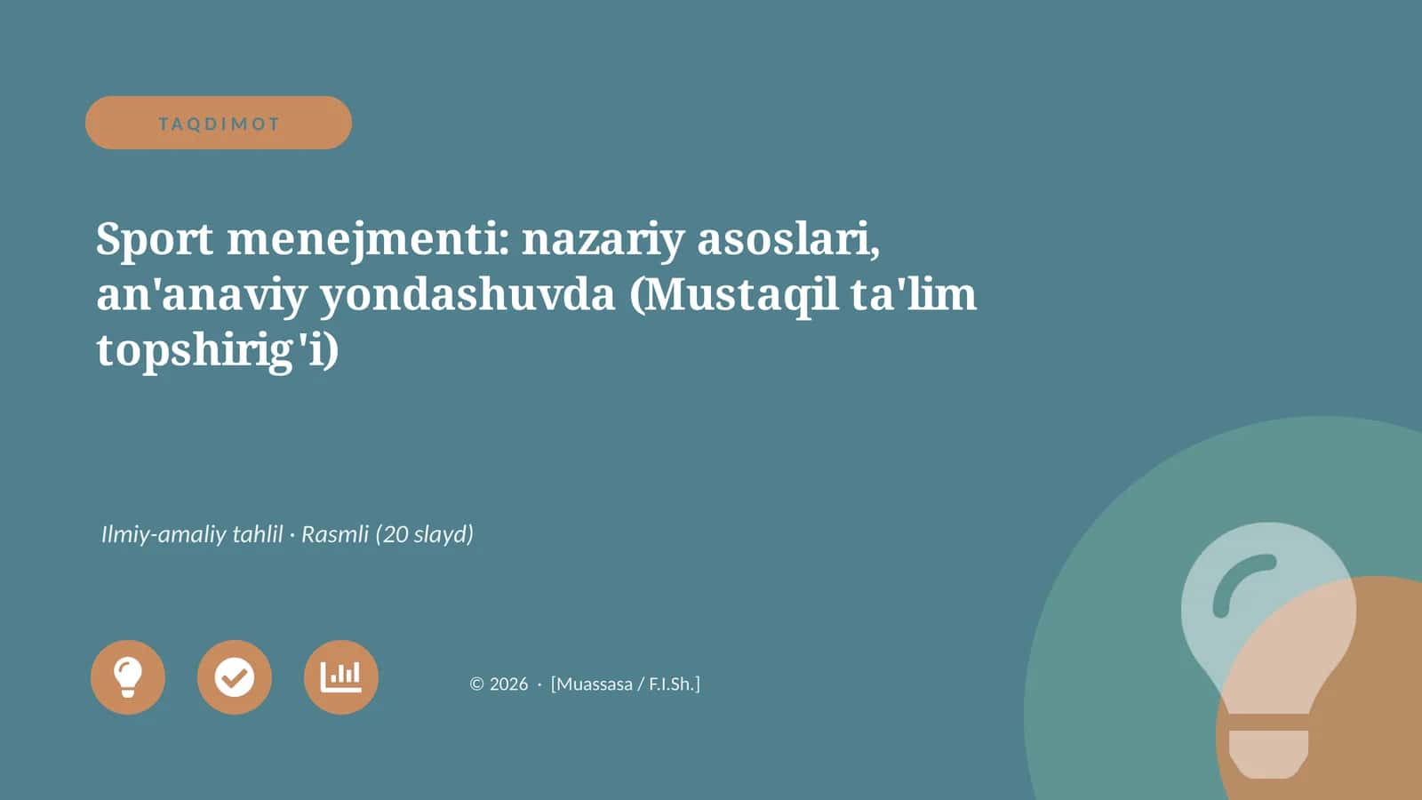 Sport menejmenti: nazariy asoslari, an'anaviy yondashuvda (Mustaqil ta'lim topshirig'i)