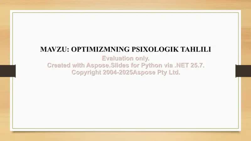Optimizmning psixologik tahlili