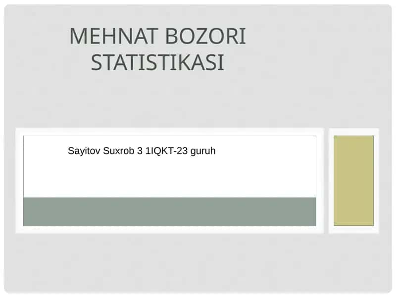 MEHNAT BOZORI STATISTIKASI