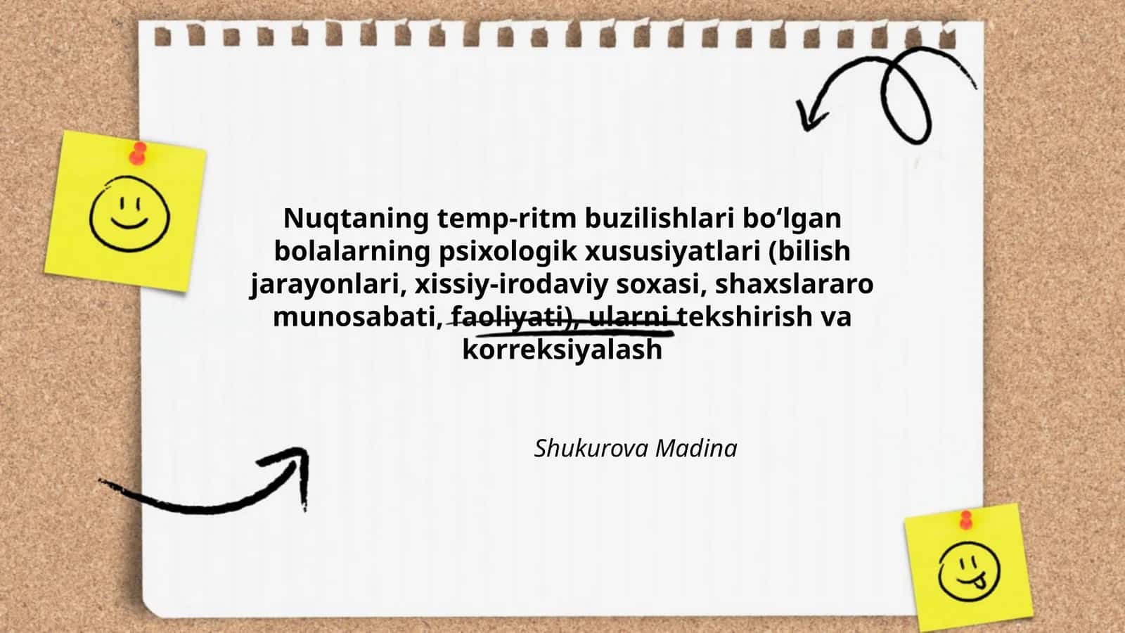 Nuqtaning temp-ritm buzilishlari boʻlgan bolalarning psixologik xususiyatlari