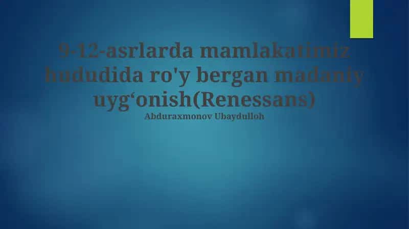 Madaniy uyg'onish (Renessans)