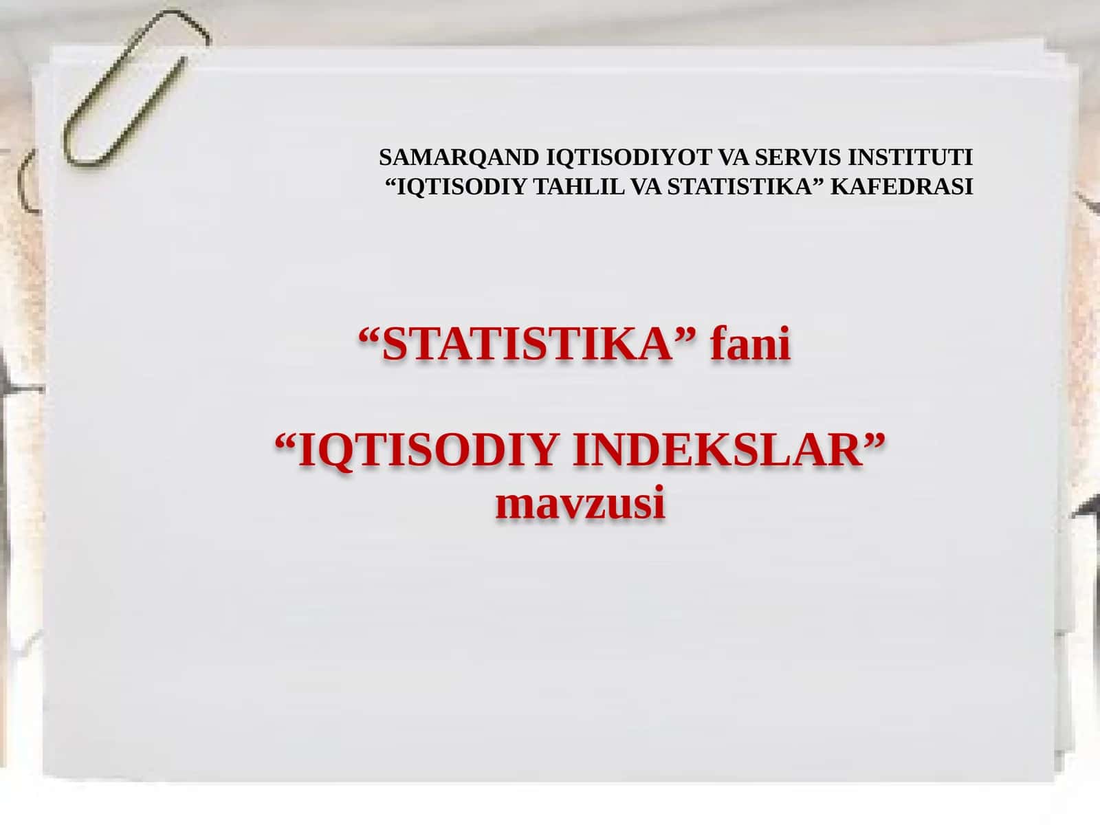 IQTISODIY INDEKSLAR