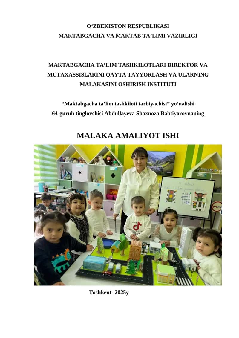"Maktabgacha ta’lim tashkiloti tarbiyachisi"