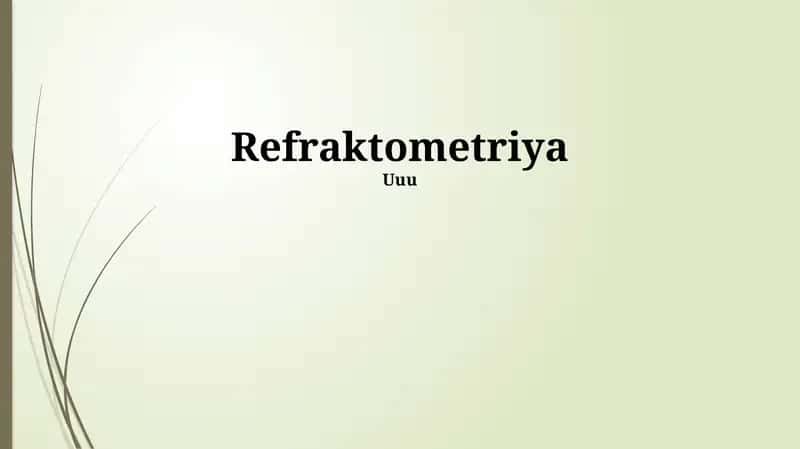 Refraktometriya