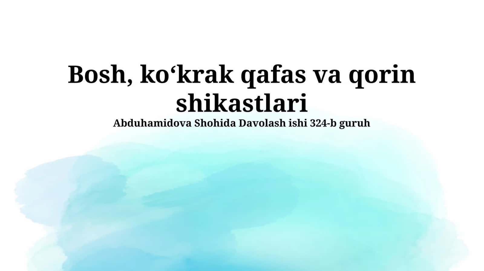 Bosh, koʻkrak qafas va qorin shikastlari