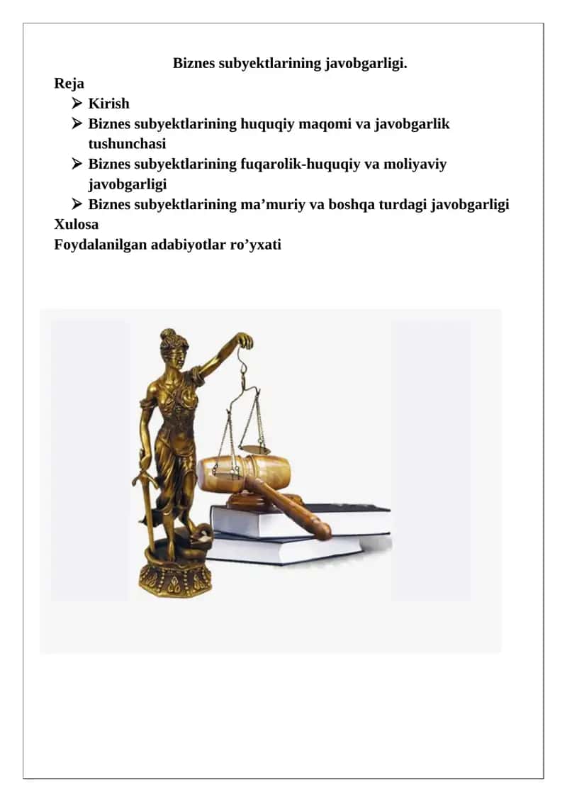 Biznes subyektlarining javobgarligi