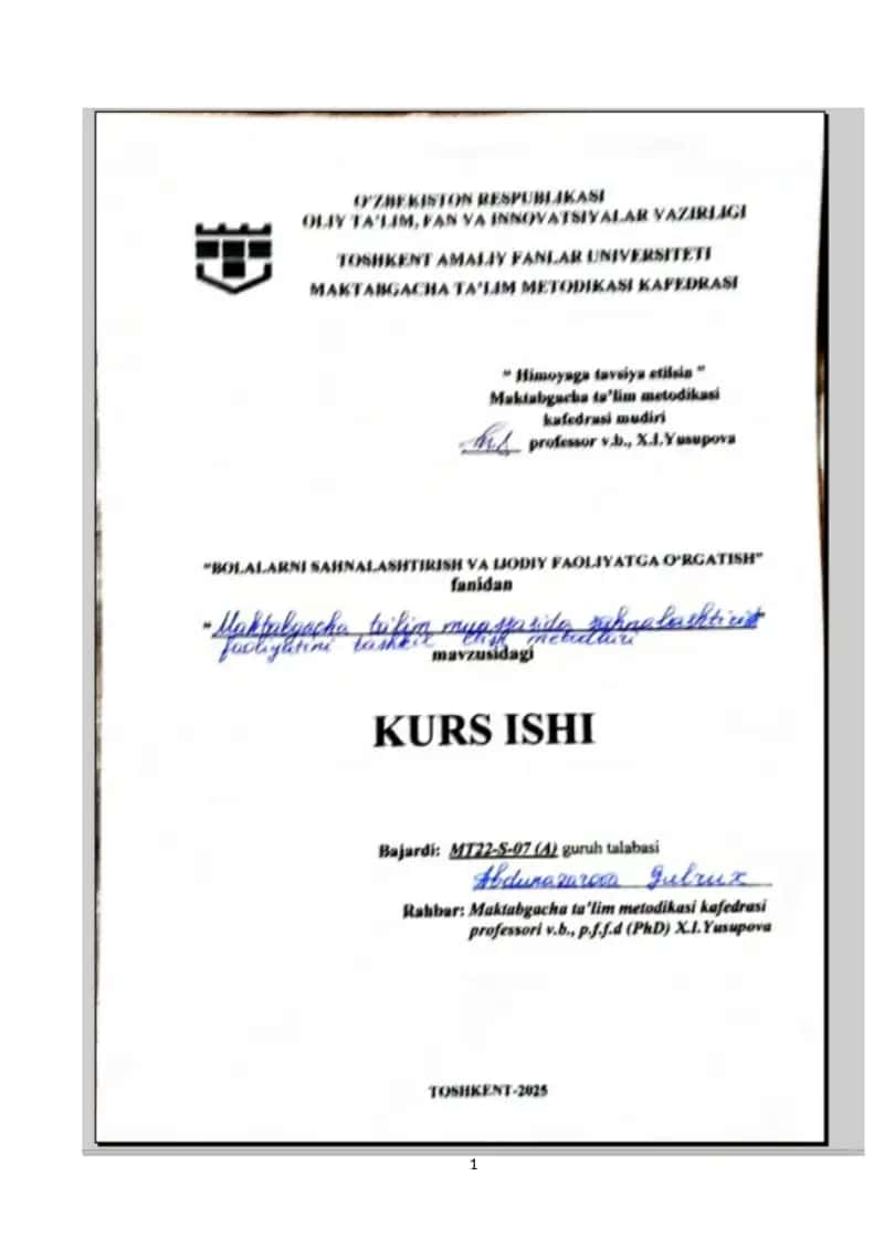 Maktabgacha ta'lim muassasasida sahnalashtirish faoliyatini tashkil etish metodlari
