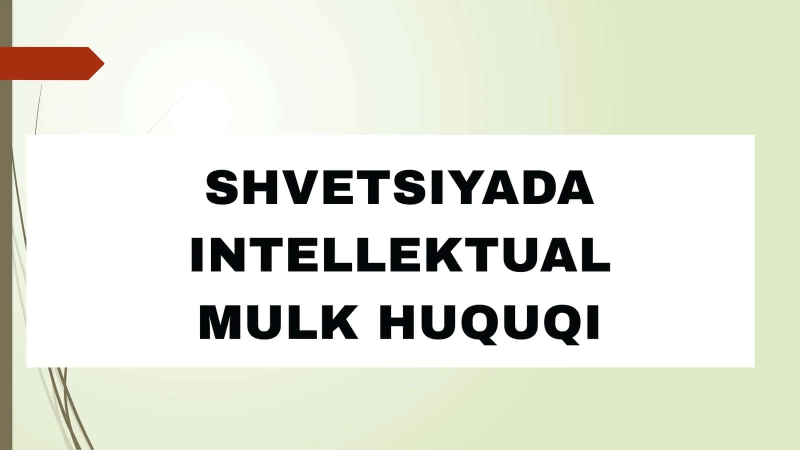 SHVETSIYADA INTELLEKTUAL MULK HUQUQI