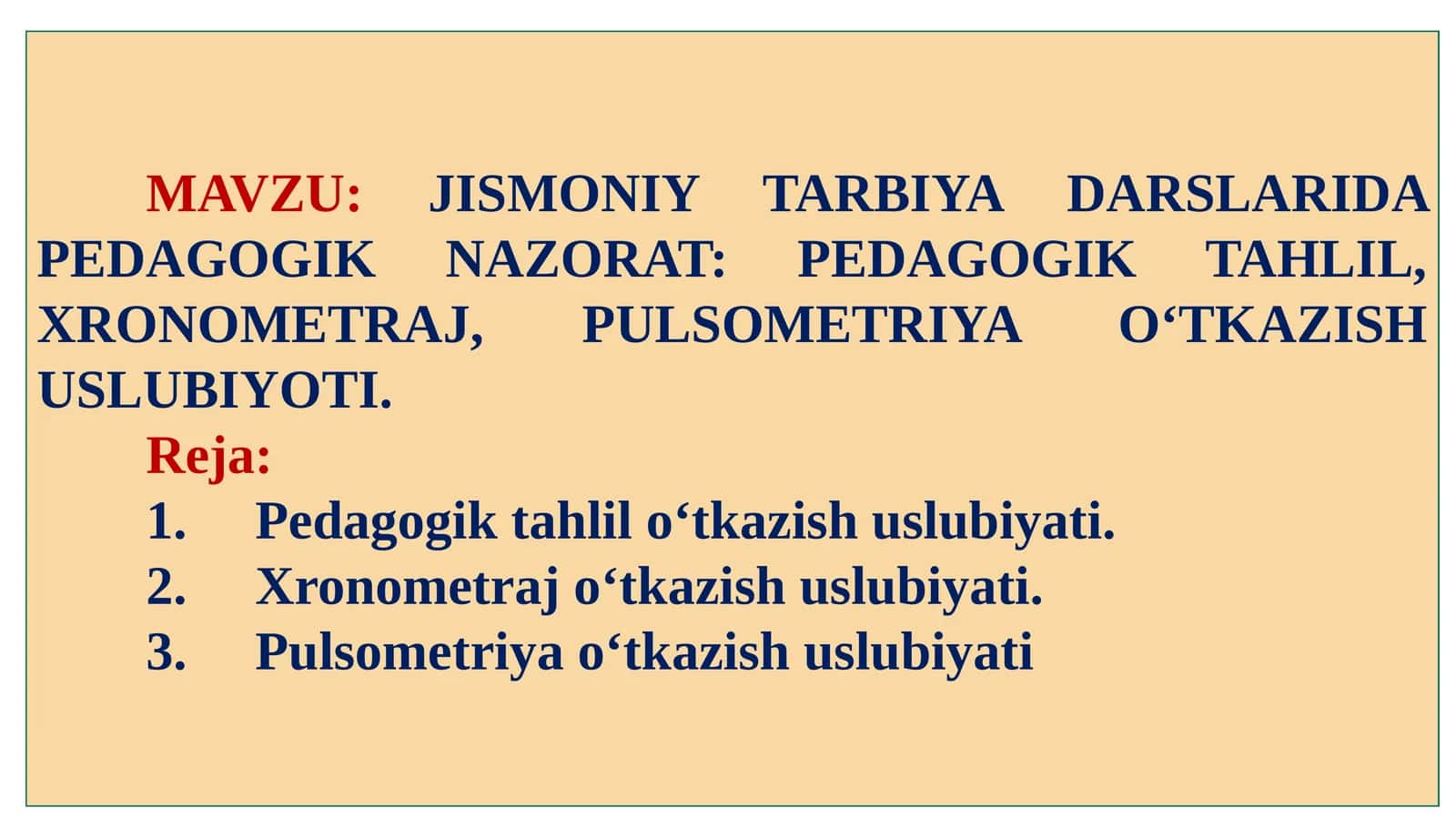 JISMONIY TARBIYA DARSLARIDA PEDAGOGIK NAZORAT