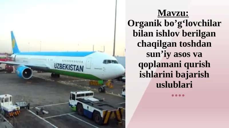 Organik bo'g'lovchilar bilan ishlov berilgan chaqilgan toshdan sun'iy asosli va qoplamani qurish ishlari