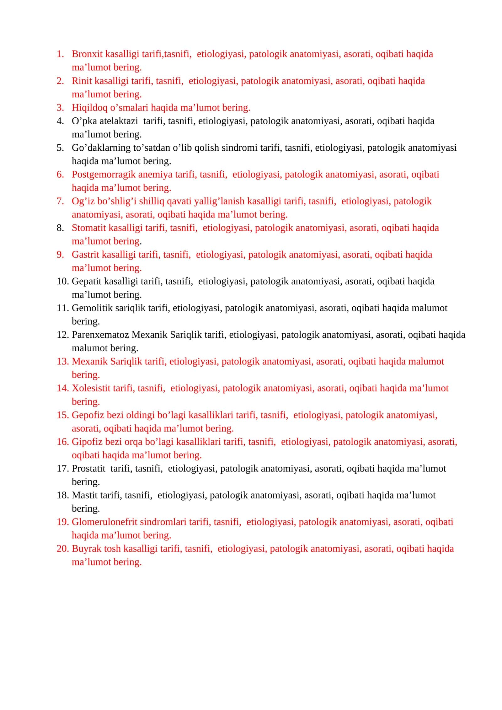Bronxit kasalligi tarifi,tasnifi, etiologiyasi, patologik anatomiyasi, asorati, oqibati haqida ma’lumot bering