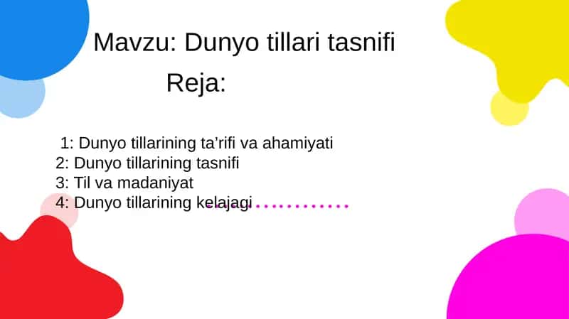 Dunyo tillarining ta’rifi va ahamiyati