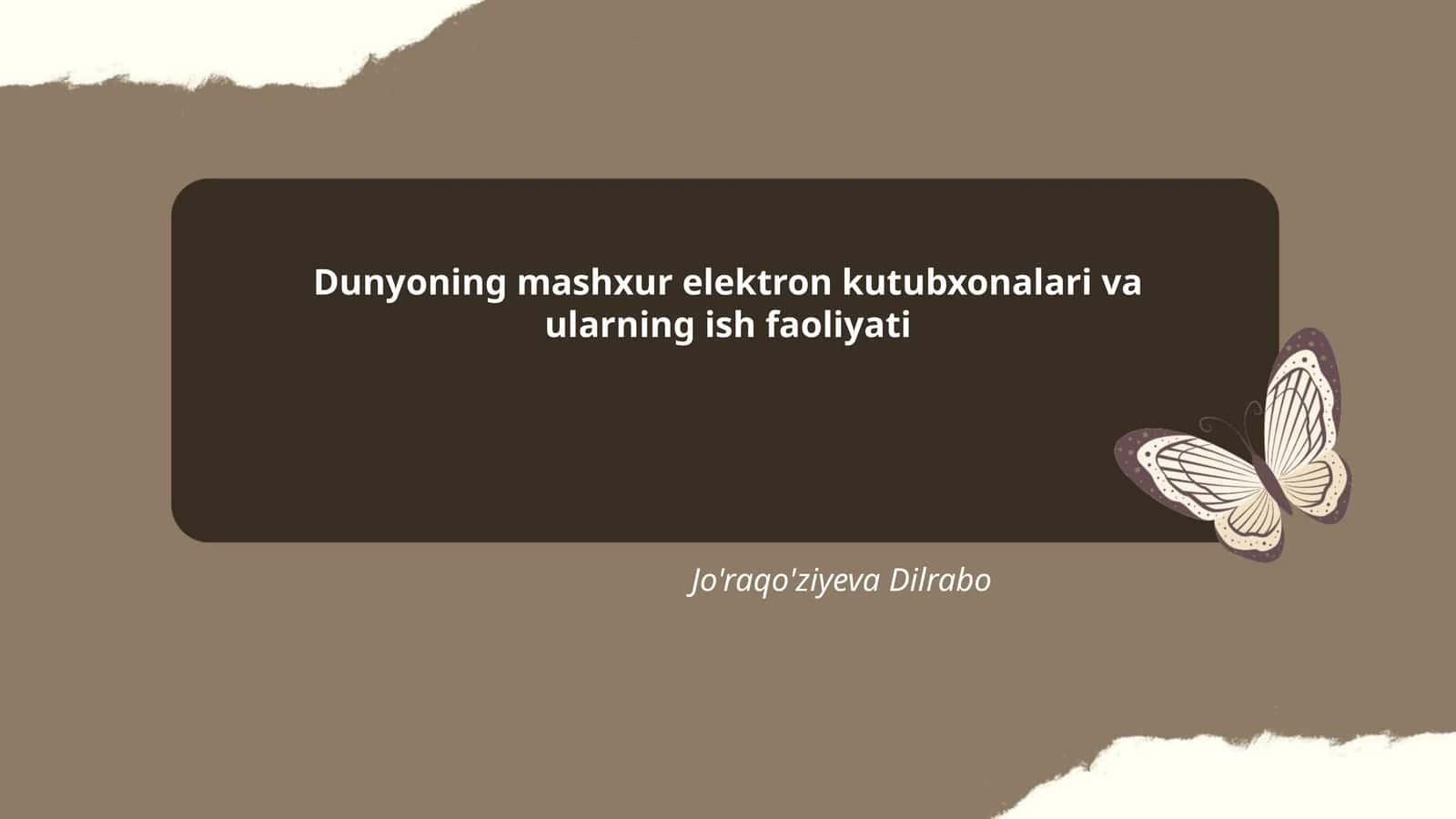 Dunyoning mashhur elektron kutubxonalari va ularning ish faoliyati