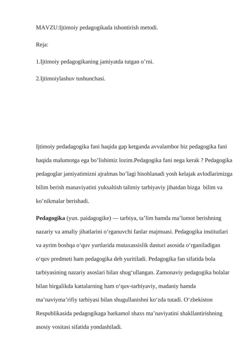 Ijtimoiy pedagogikada ishontirish metodi