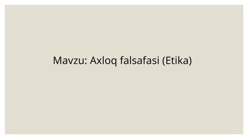 Axloqfalsafasi (Etika)