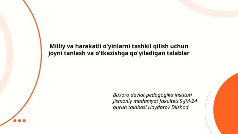 Milliy va harakatli o'yinlar