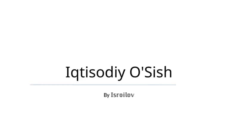 Iqtisodiy O'Sish