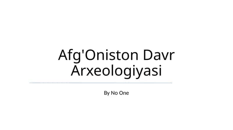 Afg'Oniston Davr Arxeologiyasi
