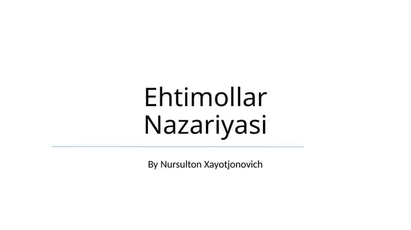 Ehtimollar Nazariyasi