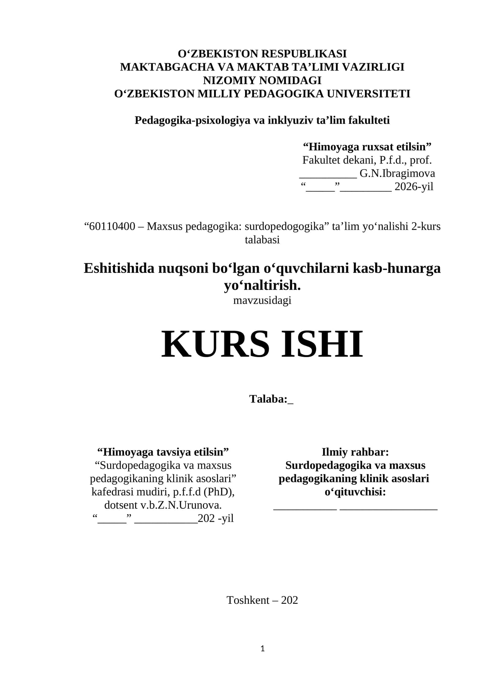Eshitishida nuqsoni bo‘lgan o‘quvchilarni kasb-hunarga yo‘naltirish.