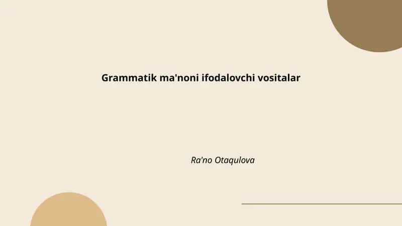 Grammatik ma'noni ifodalovchi vositalar