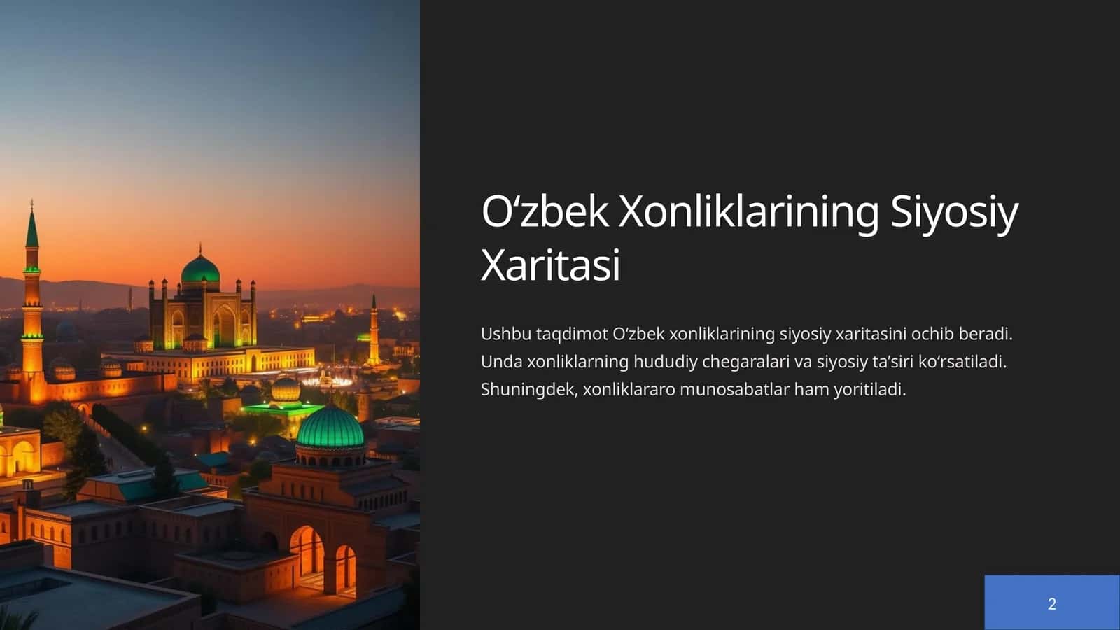 Oʻzbek Xonliklarining Siyosiy Xaritasi