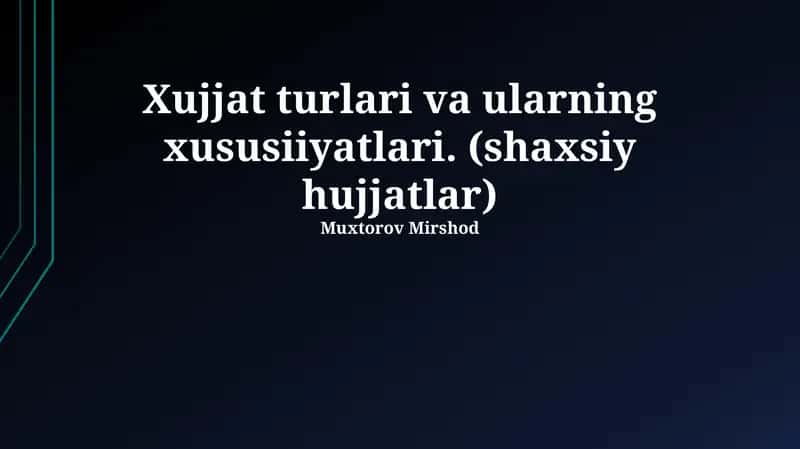 Shaxsiy hujjatlar turlari