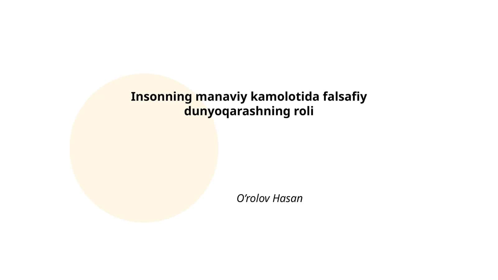 Insonning manaviy kamolotida falsafiy dunyoqarashning roli