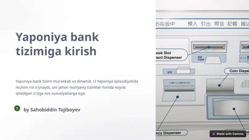 Yaponiya bank tizimiga kirish