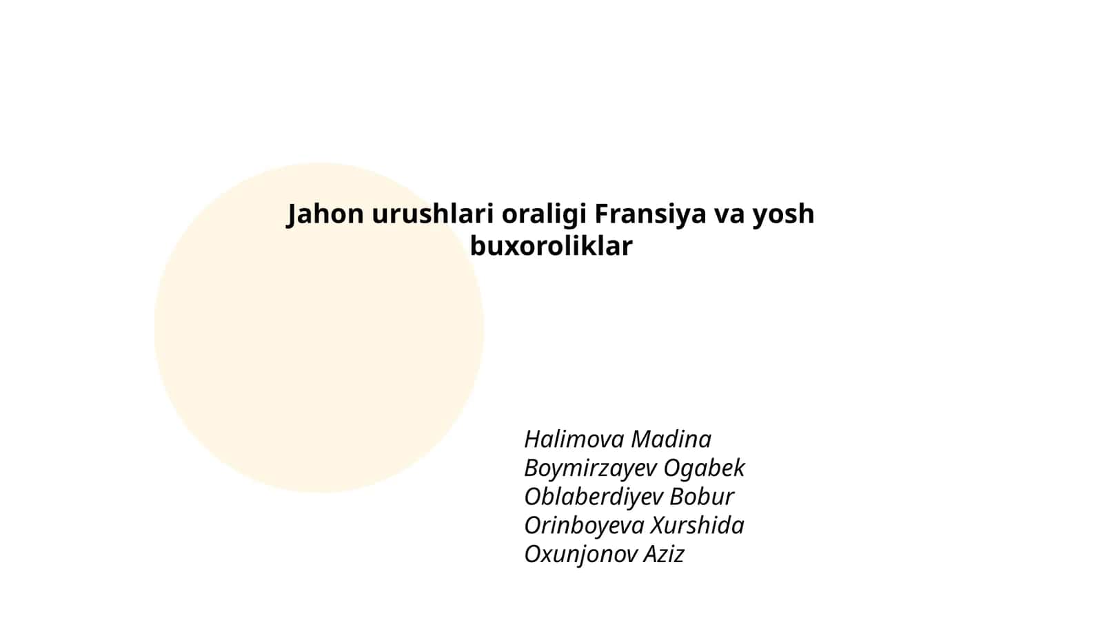 Jahon urushlari oraligi Fransiya va yosh buxoroliklar