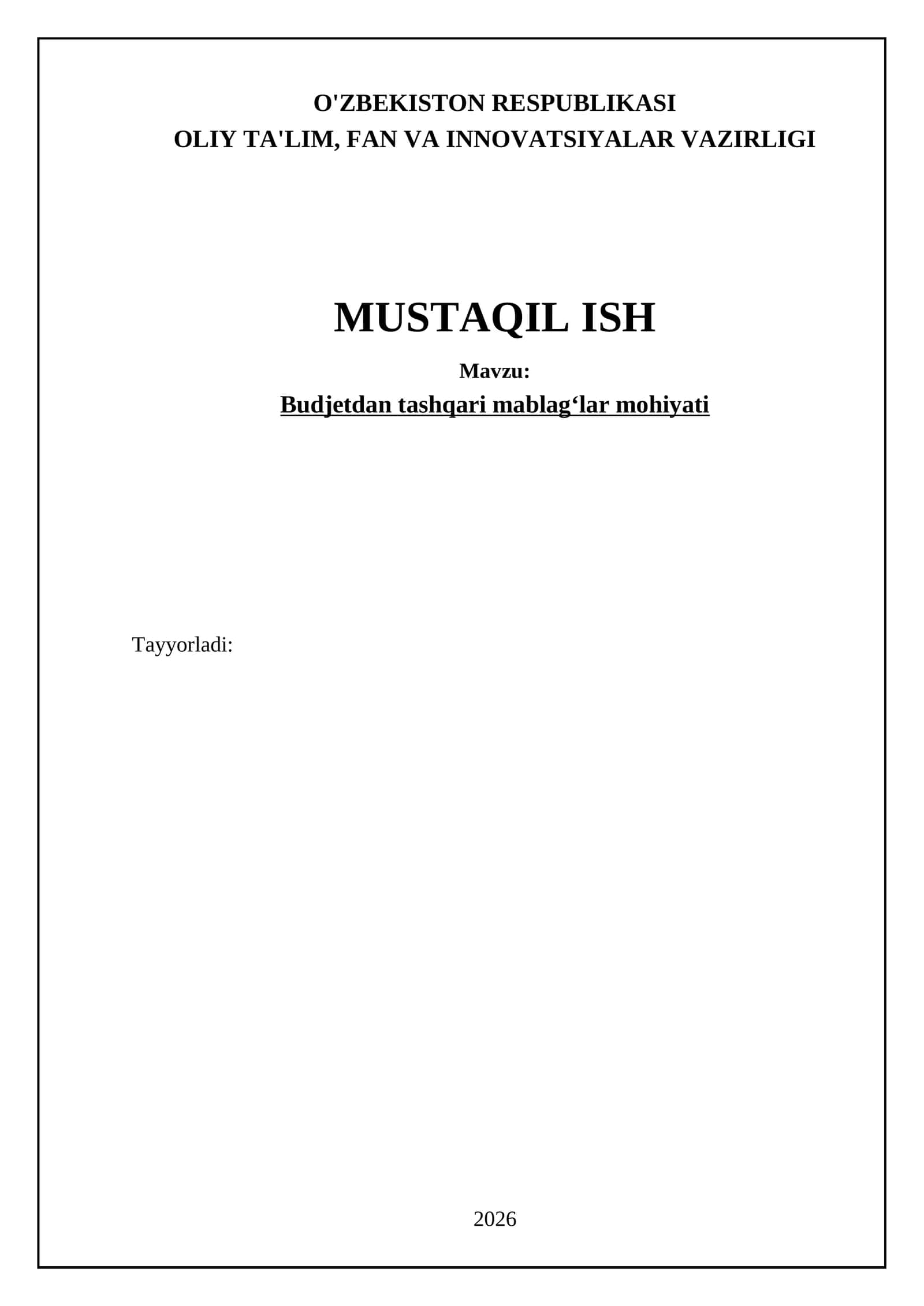 Budjetdan tashqari mablagʻlar mohiyati