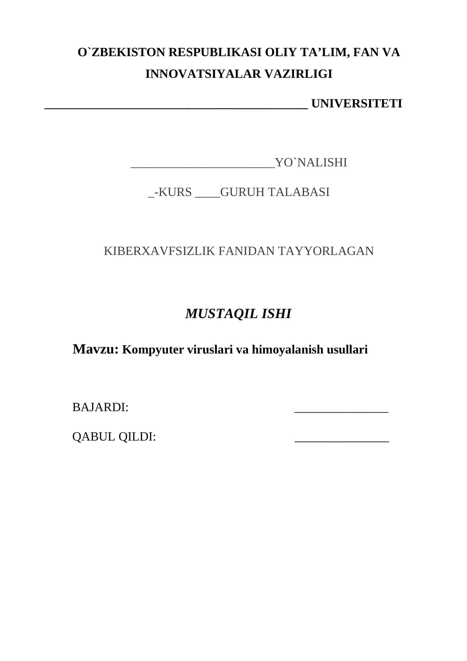Kompyuter viruslari va himoyalanish usullari