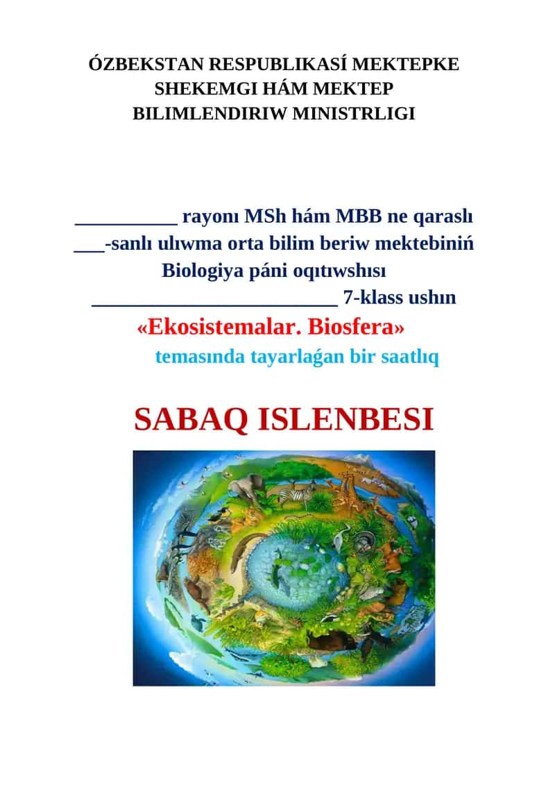 Biologiya Sabaq Islendesi