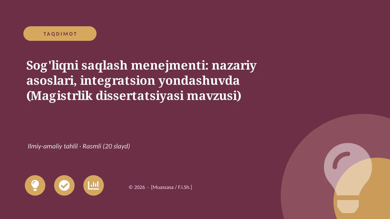 Sog'liqni saqlash menejmenti: nazariy asoslari, integratsion yondashuvda