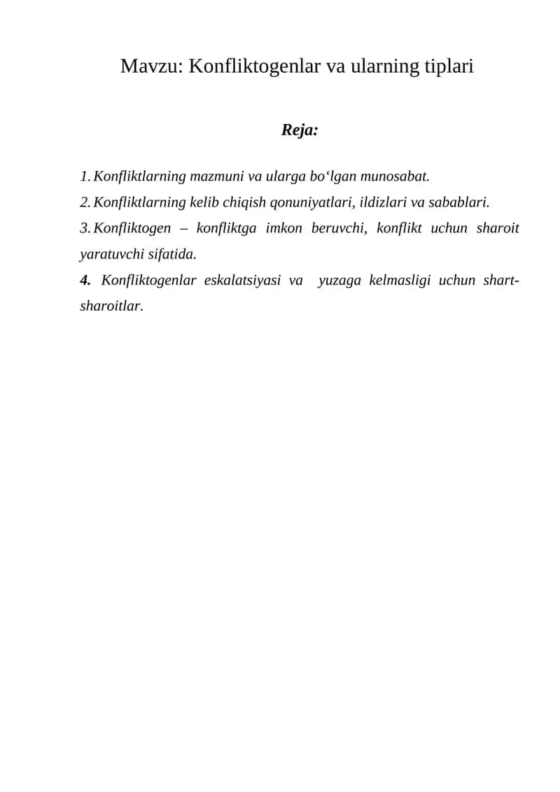 Konfliktogenlar va ularning tiplari