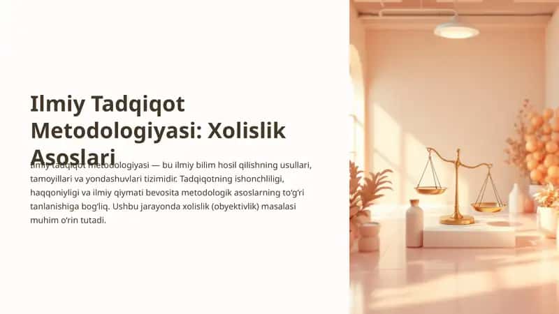 Ilmiy tadqiqot metodologiyasiga xolisliklar.