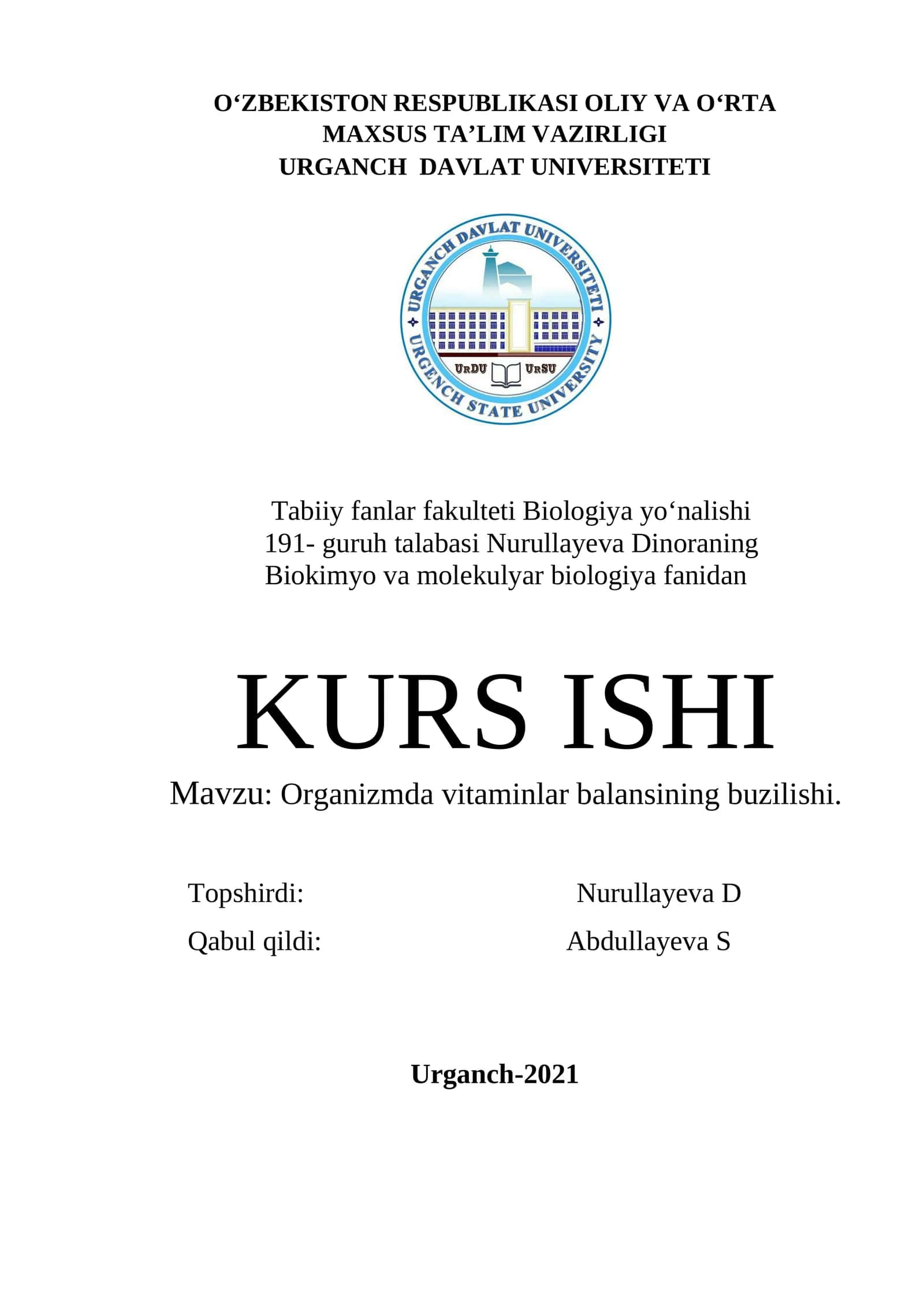 Organizmda vitaminlar balansining buzilishi