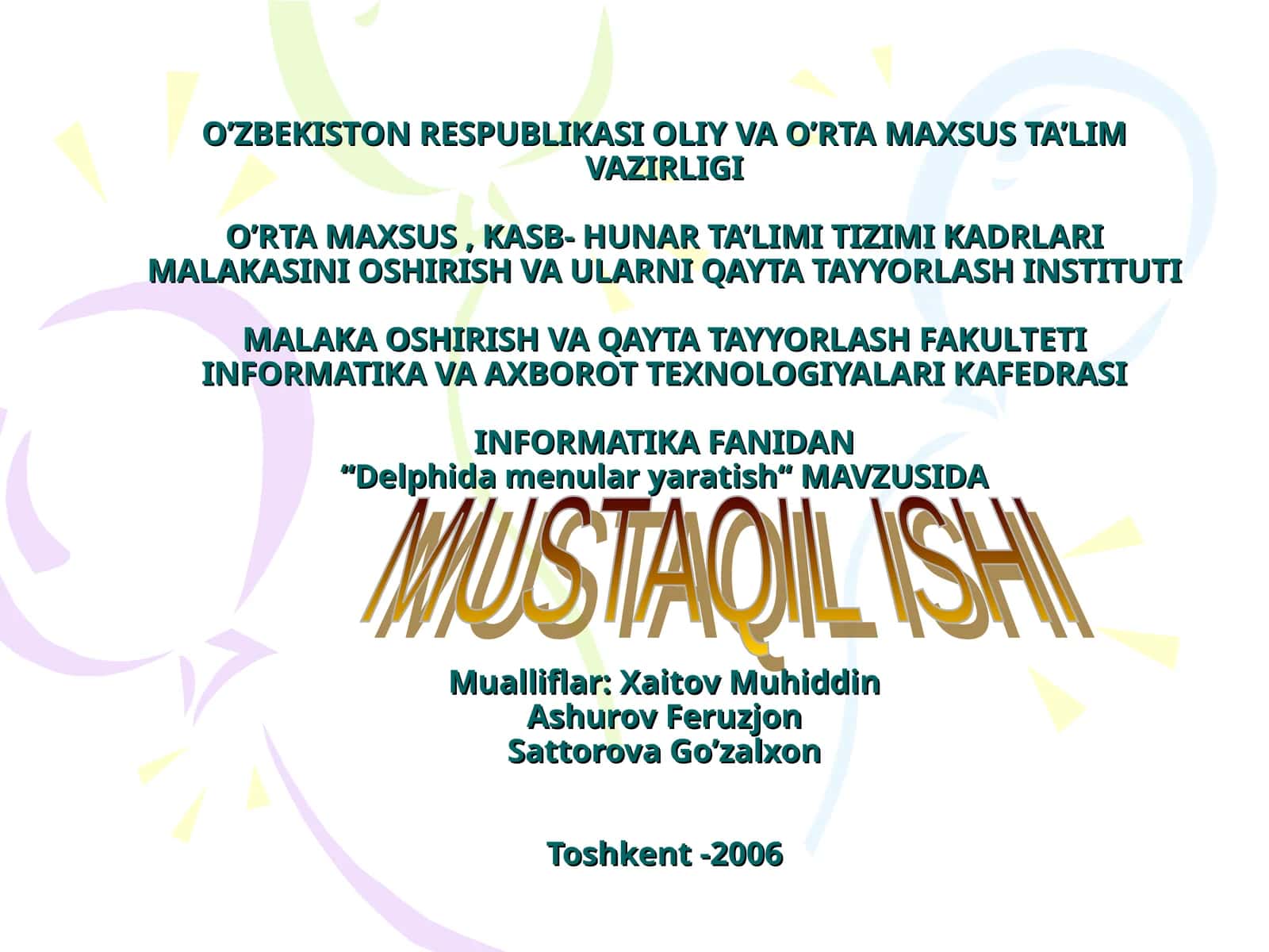 Delphida menular yaratish
