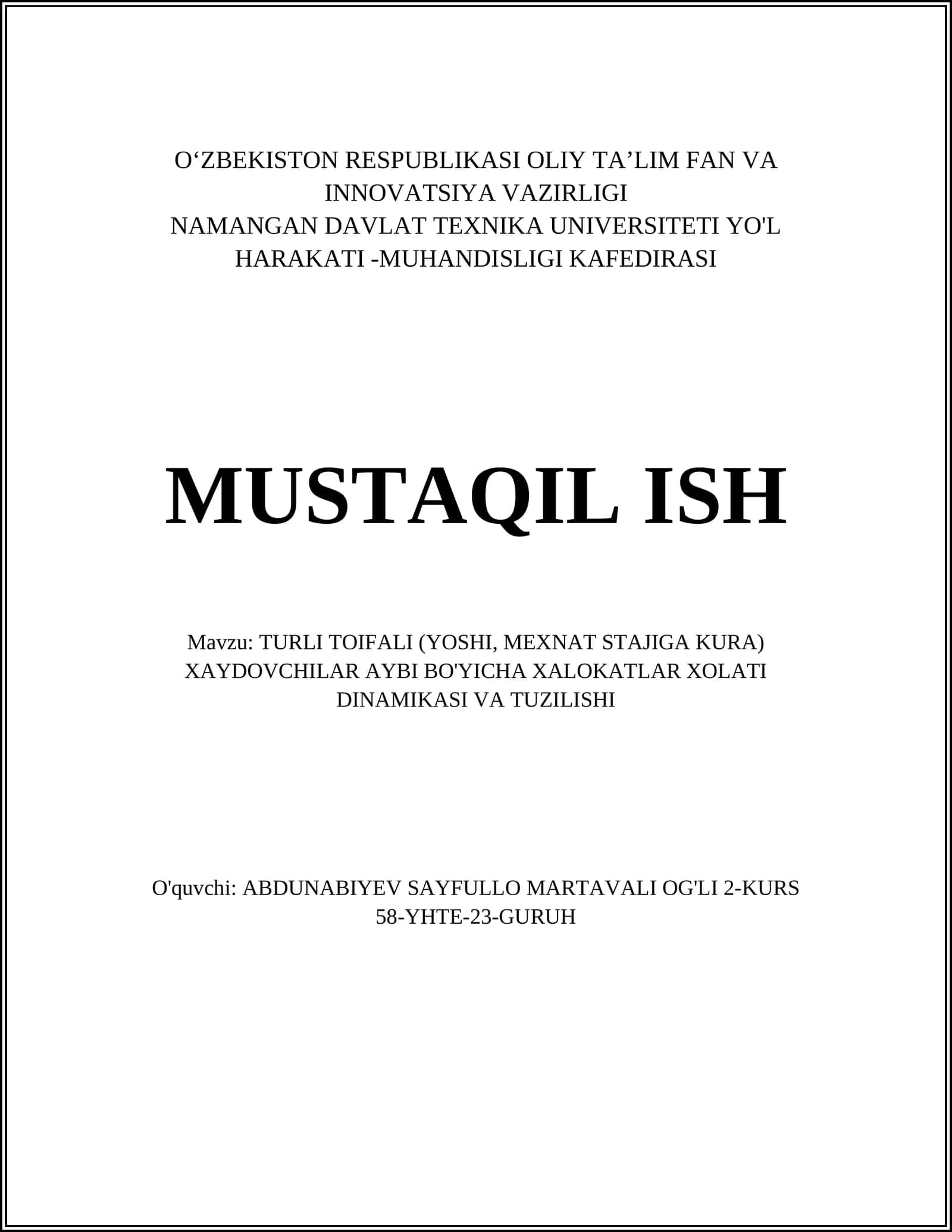 Transport vositalari xavfsizligi