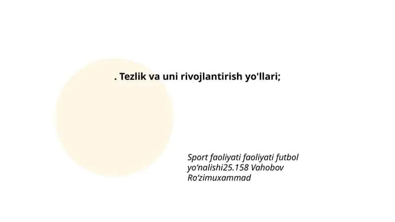 Tezlik va uni rivojlantirish yo'llari