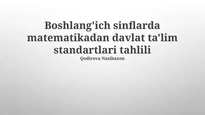 Davlat Ta'lim Standartlarini Tahlil qilish