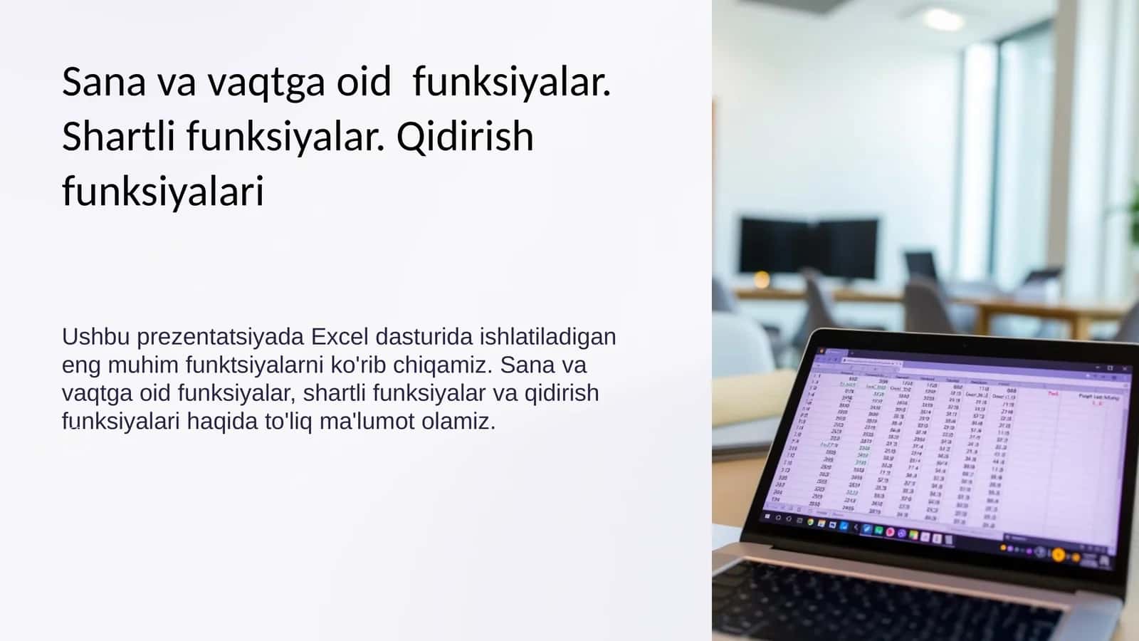 11- sinf Excel-dagi muhim funktsiyalar