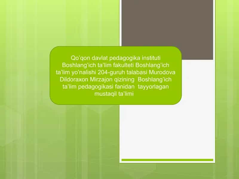 Jahon pedagogika fanining rivojlanish tarixi bayoni