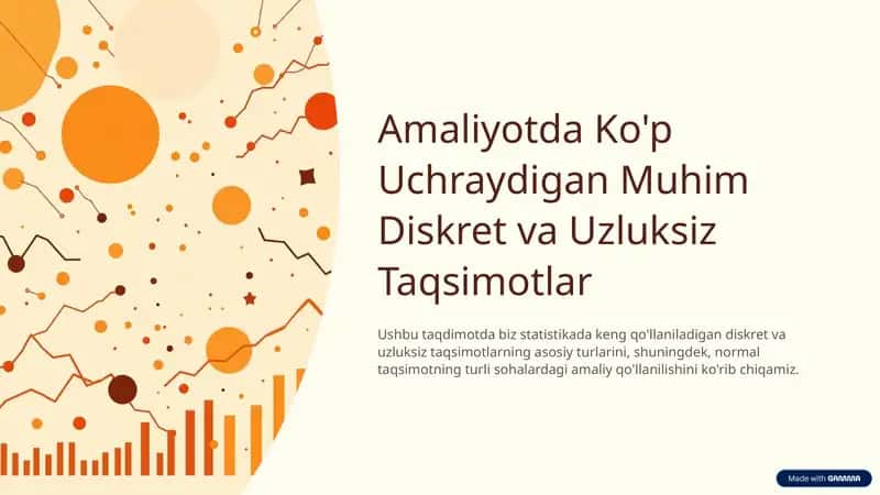 Amaliyotda koʻp uchraydigan diskret va uzluksiz taqsimotlar