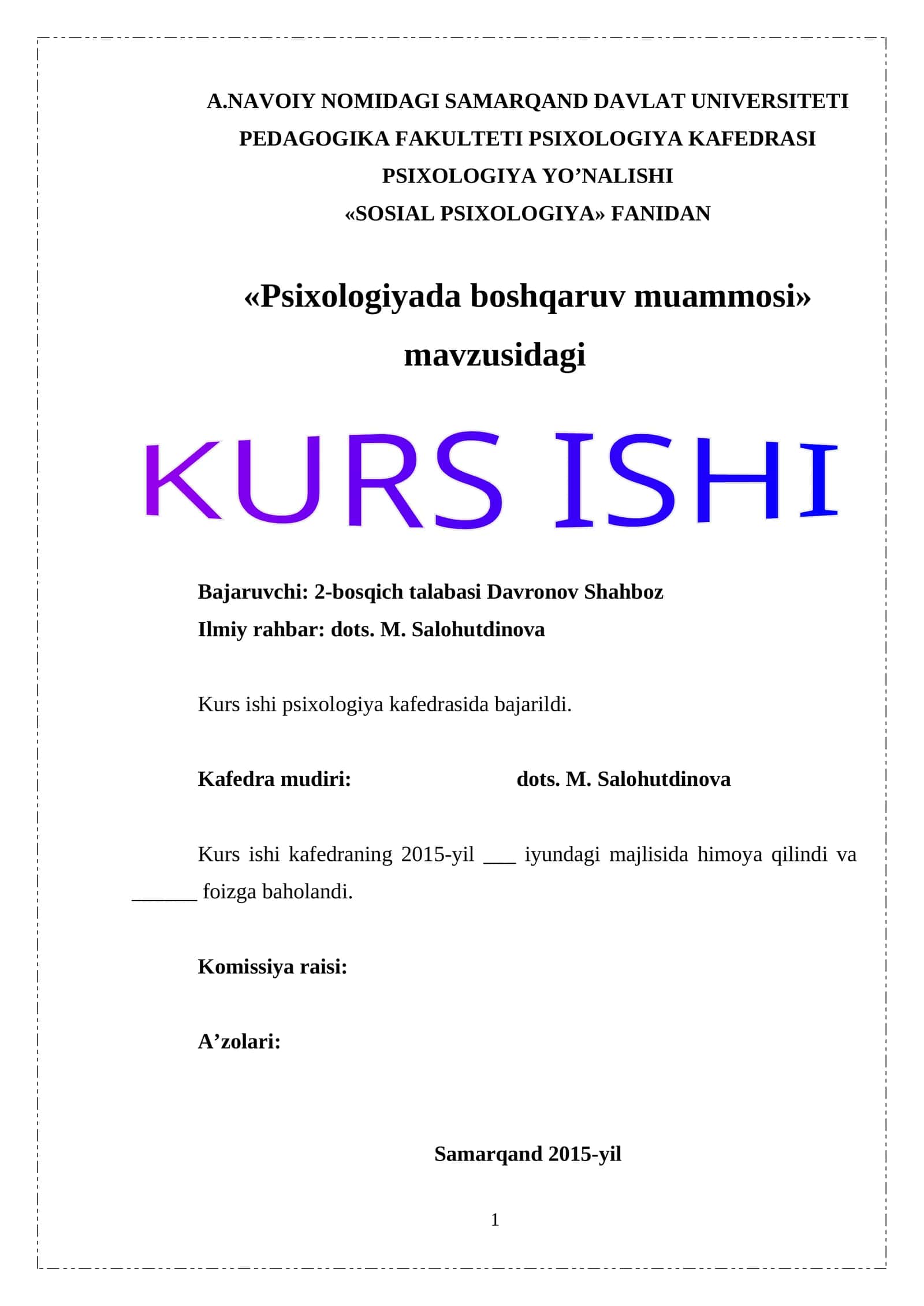 Psixologiyada boshqaruv muammosi