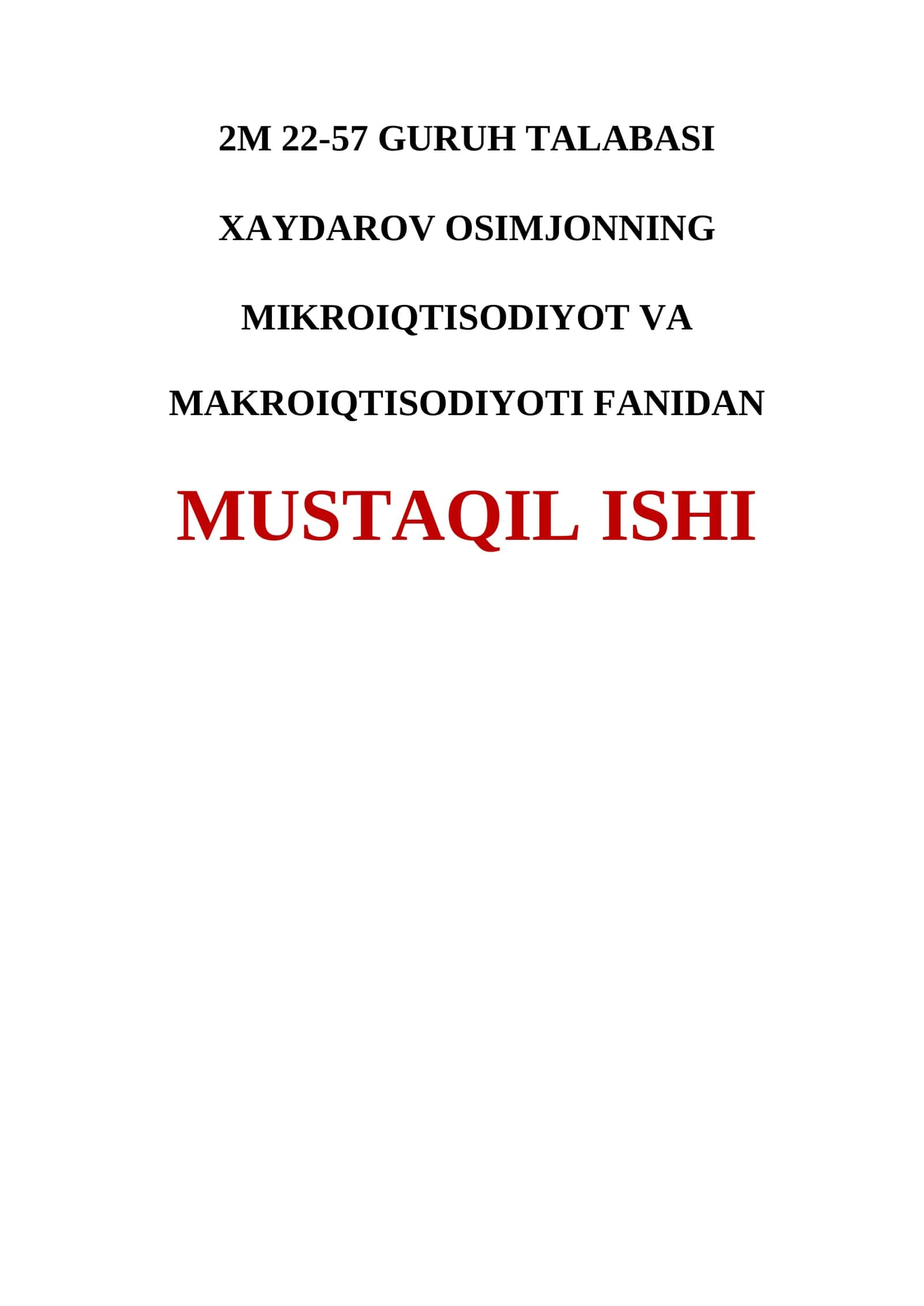 O`ZBEKISTON RESPUBLIKASI DAVLAT STATISTIKA QO`MITASI