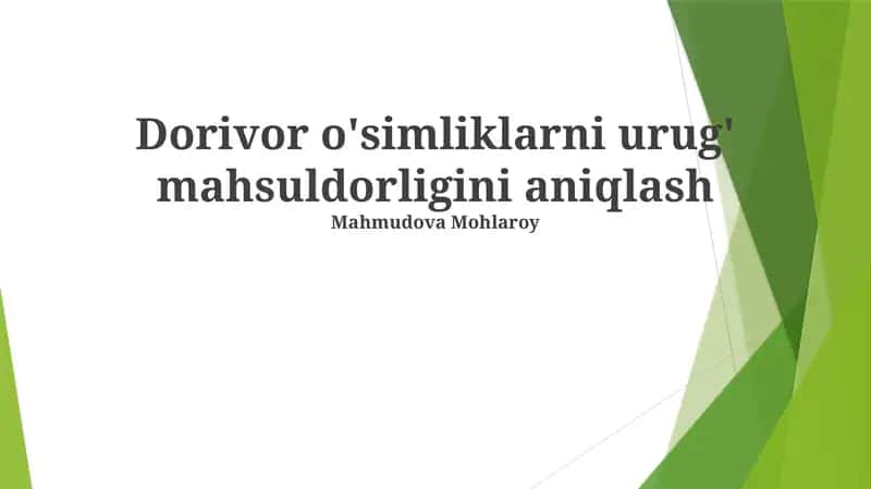 Urug' hosildorligi tahlili