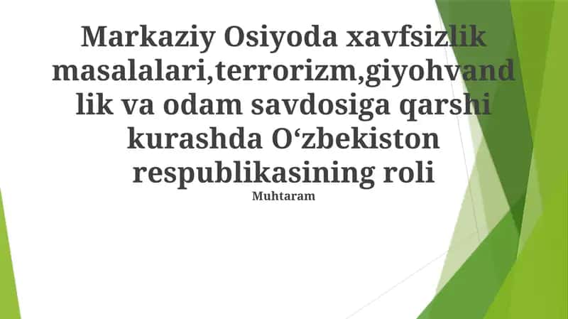 Oʻzbekistonning Inson Savdosini Bartaraf Etish Bo'yicha Huquqiy Bazasi
